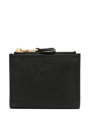Miu Miu logo-embossed leather wallet - Black