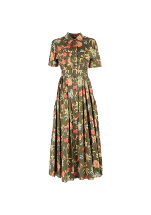Fay floral belted midi shirt - Green