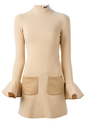 David Koma flared sleeve dress - Neutrals