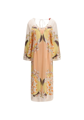 La DoubleJ Twin Flame printed silk maxi dress - Neutrals