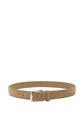 BOSS logo-engraved suede belt - Neutrals