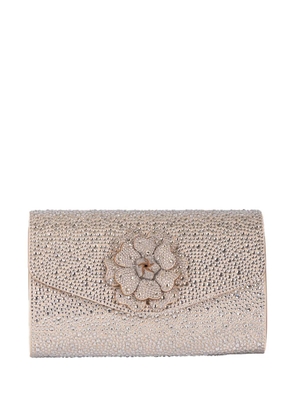 TWENTY FOURHAITCH floral-appliqué clutch bag - Neutrals