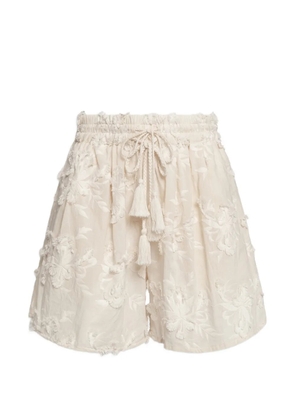 Weili Zheng floral-embroidered shorts - Neutrals