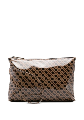 Gherardini large patterned zipped clutch bag - Brown