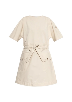 Moncler belted cotton mini dress - Neutrals