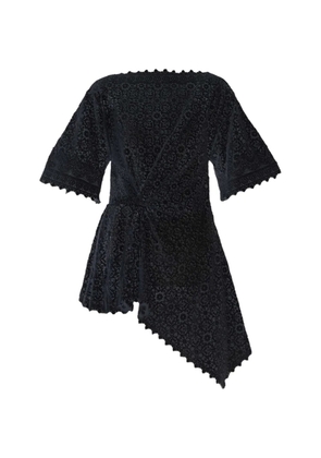 ERDEM draped short-sleeve top - Black