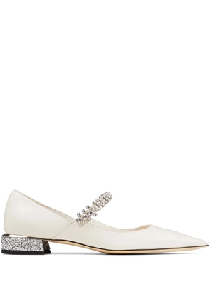 Jimmy Choo Bing crystal-strap ballerina shoes - White