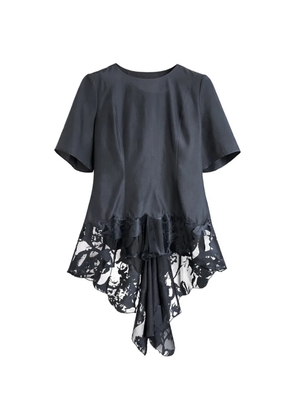 Alexander McQueen lace short-sleeved blouse - Grey