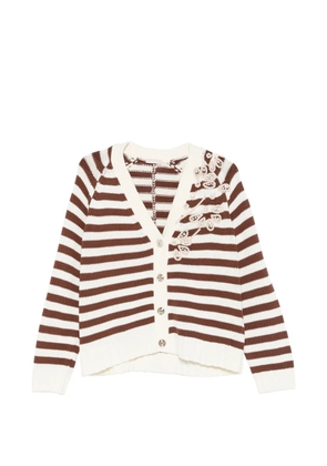 LIU JO striped embellished cardigan - White