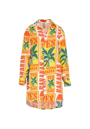 Amir Slama banana text-print mini dress - White