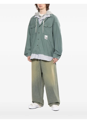 Maison MIHARA YASUHIRO striped hooded jacket - Blue