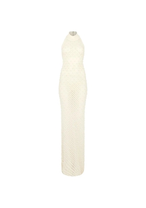 David Koma halter neck embellished maxi dress - Neutrals
