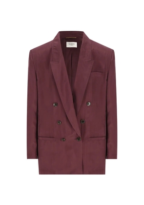 Saint Laurent Habotai double-breasted peak-lapel jacket - Red