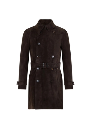 Moorer tailored belted leather trench coat - Brown