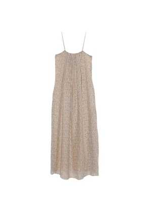 Alysi dotted ramie midi dress - Neutrals