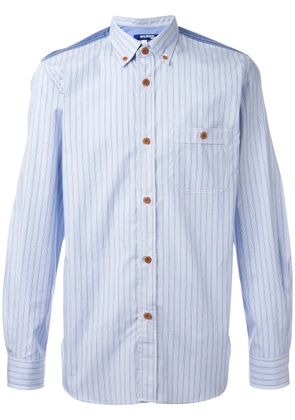 Junya Watanabe MAN striped panel shirt - Blue