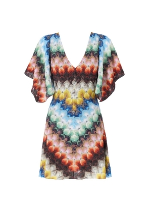 Missoni V-neck chevron-pattern mini dress - Blue
