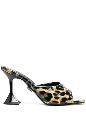 Philipp Plein leopard-print square-toe sandals - Black
