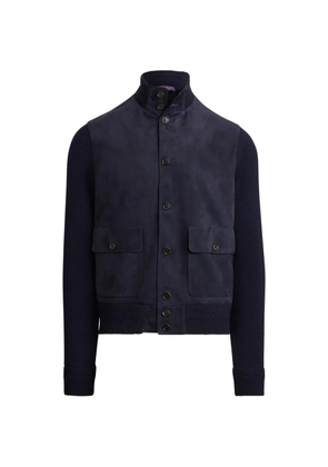 Ralph Lauren Purple Label knitted jacket with suede panelling - Blue