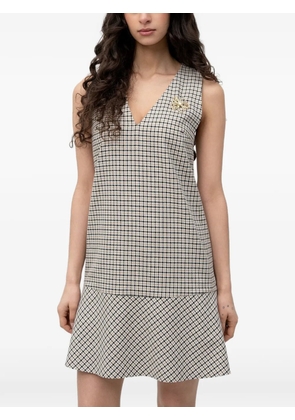 HUGO mini checked V-neck dress - Neutrals