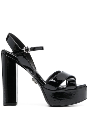 Philipp Plein patent-effect heeled sandals - Black