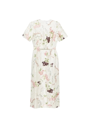 ERDEM floral print textured midi dress - Neutrals