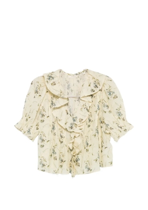 DÔEN Henri ruffled floral blouse - Yellow