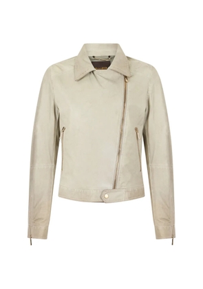 Moorer asymmetrical leather jacket - Neutrals