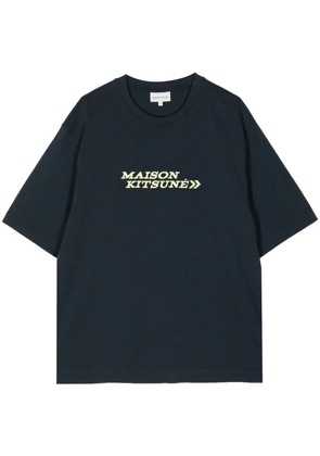 Maison Kitsuné logo-embroidered cotton T-shirt - Blue