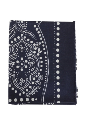 Weekend Max Mara Educated fringed patterned scarf - Blue