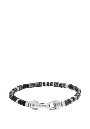 Nialaya Jewelry onyx heishi bracelet - Silver