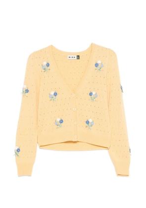 Rixo Merinda flower-embroidered cardigan - Yellow