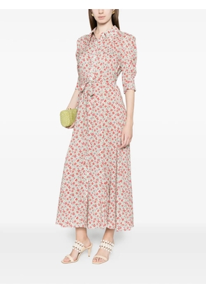 Rixo Jeanni Bloom floral tie midi dress - Neutrals