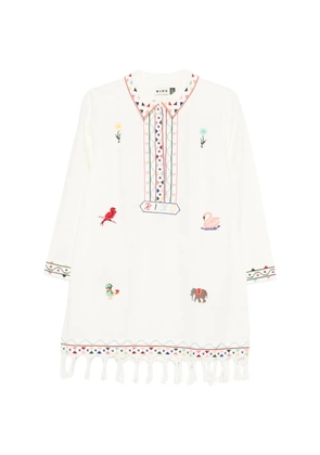 Rixo Astoria embroidery tassel mini dress - Neutrals