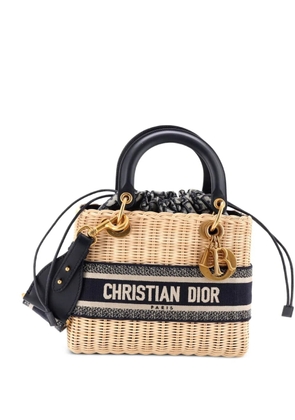 Christian Dior Pre-Owned Lady Dior Bag Wicker and Oblique Canvas Medium tote bag - Blue