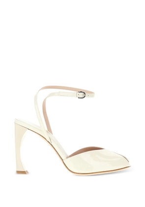 Emporio Armani patent buckled sandals - White