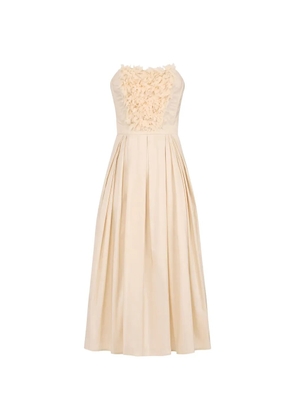 Elisabetta Franchi floral-embroidered panel midi dress - Neutrals