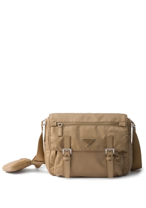 Prada logo-plaque shoulder bag - Neutrals