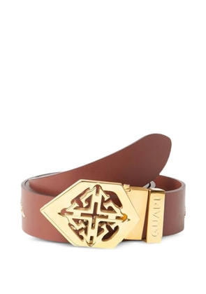 GUAPI Gold Emblem leopard-print belt - Brown