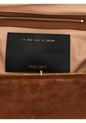 Alberta Ferretti suede pressure closure clutch bag - Brown