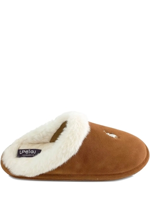 Polo Ralph Lauren fur logo slippers - Brown