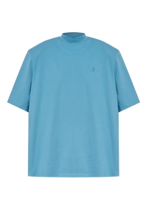 The Attico mock-neck embroidered-logo T-shirt - Blue