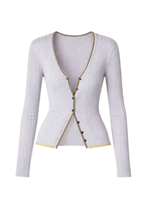 Roberto Collina contrast-stitch ribbed cardigan - Purple