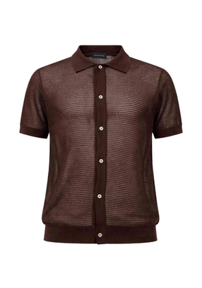 Tagliatore ribbed pointelle-knit shirt - Brown