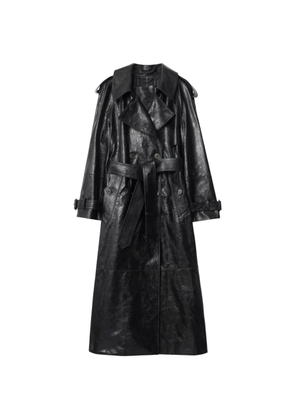 Burberry belted leather trench coat - Black