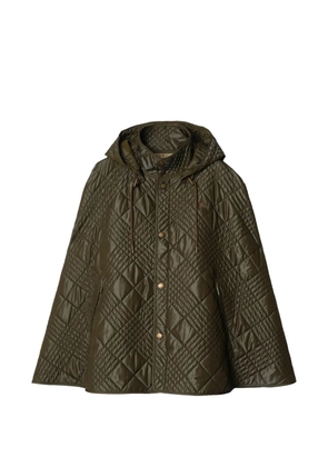Burberry micro check-stitch nylon blend cape - Green