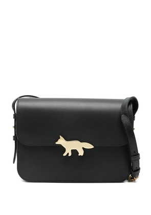 Maison Kitsuné fox-head leather shoulder bag - Black