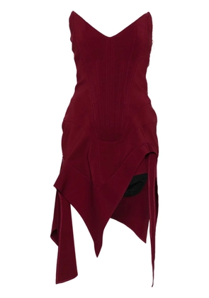Mugler asymmetric bustier mini dress - Red