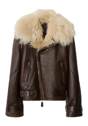 Burberry shearling zipped jacket - Brown