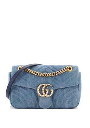Gucci Pre-Owned Pearly GG Marmont Flap Bag Matelasse Denim Small shoulder bag - Blue